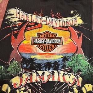 Harley-Davidson Black and Red and Coral Jamaica Tee